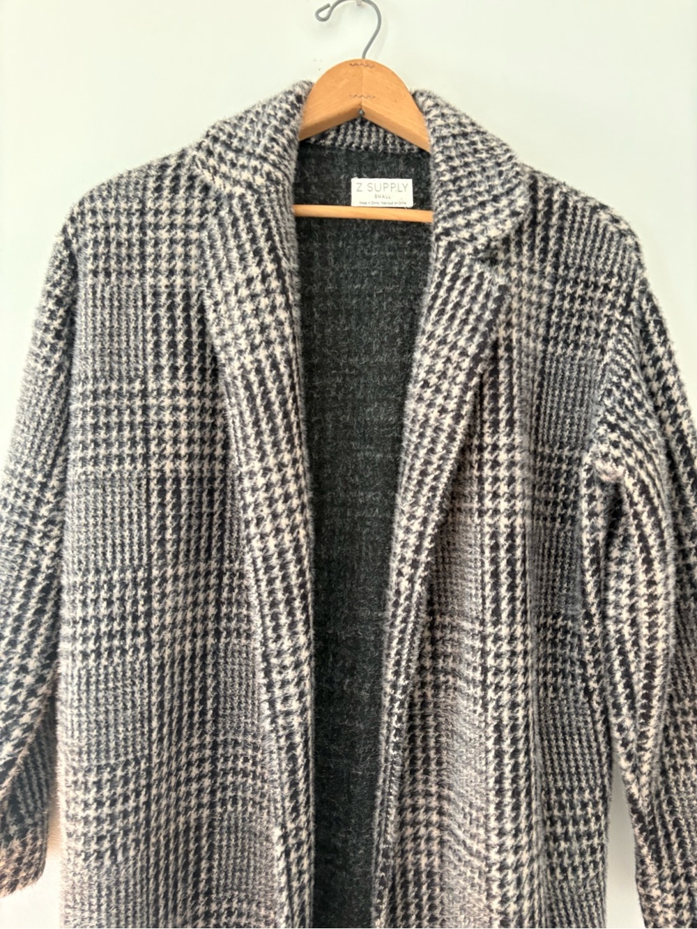 Z Supply Mason Houndstooth Eyelash Knit Long Sweater Coat - Size S (Excellent) - Picture 11 of 11